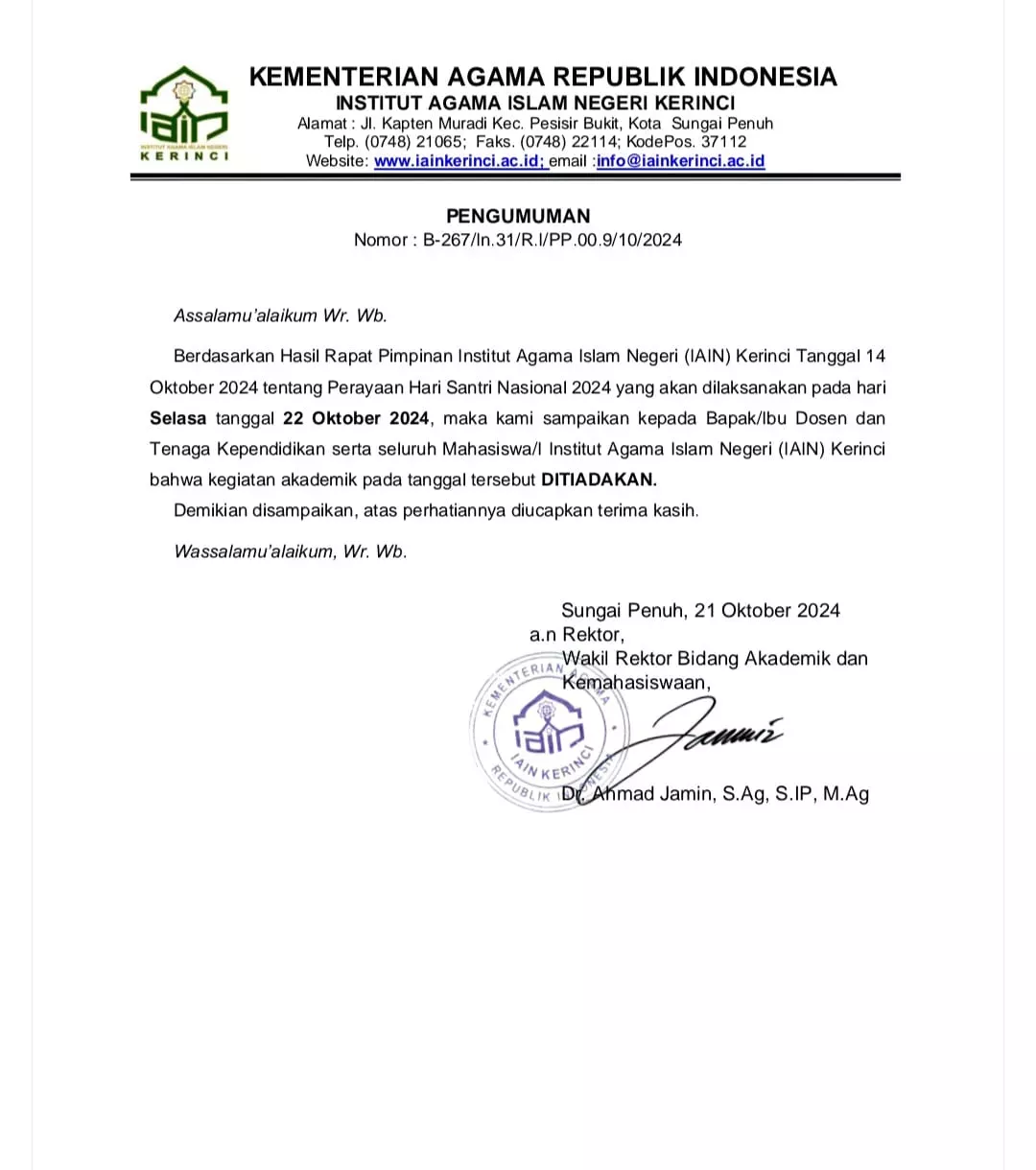 Perayaan Hari Santri IAIN Kerinci
